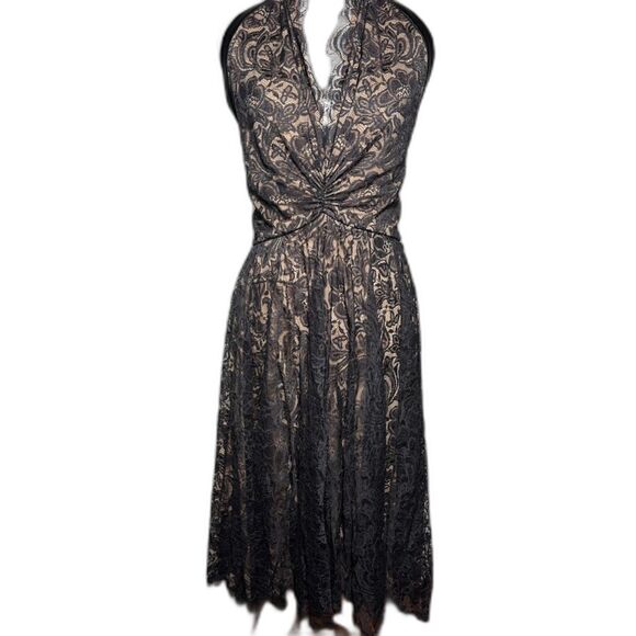 nicole bakti Dresses & Skirts - VTG 90s Nicole Bakti Dress Large Black Halter Open Back Dark Romantic Goth Witch